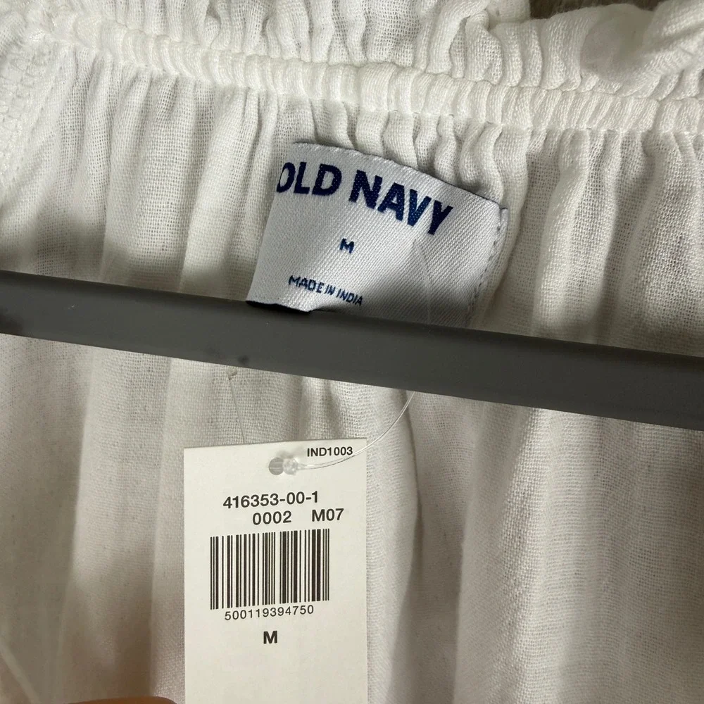 Old Navy Cotton Gauze white mini dress Sz M oversized vacation resort NEW - Picture 8 of 15